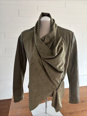 Blank NYC Draped Olive Green Asymmetrical Jacket